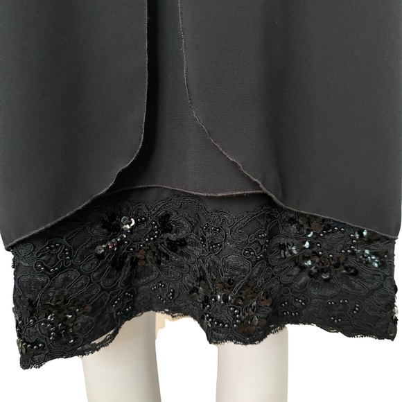 CATTIVA Vintage Crepe Embellished Black Formal Dress Long Sleeve - Picture 6 of 15